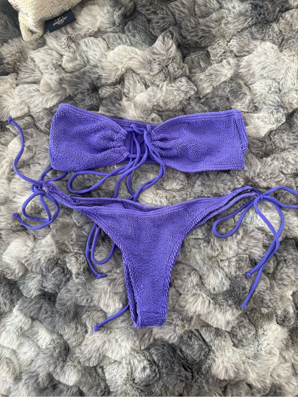 bond-eye Purple Textured Tie Bikini
